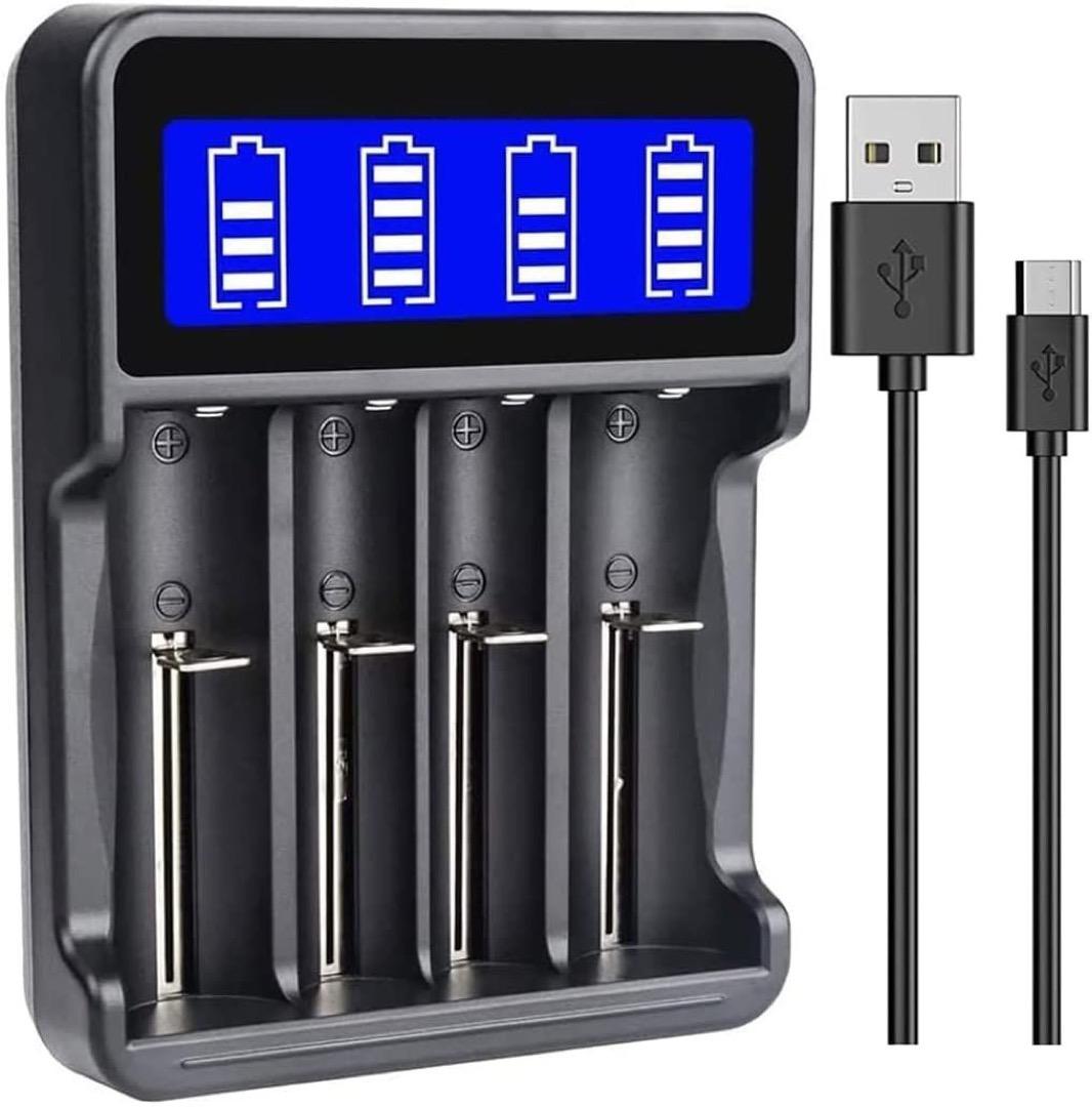 4-Bay Rechargeable Battery Charger with LCD Display