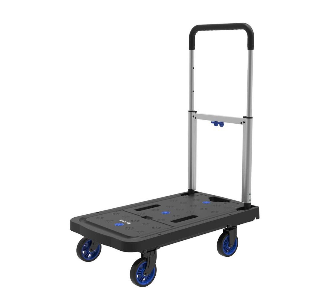 Folding-Handle Platform Trolley - Black
